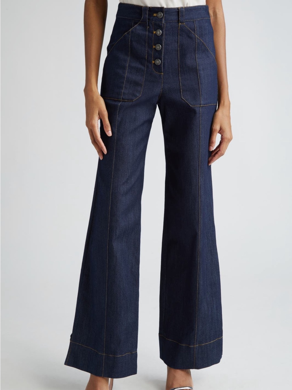 Cinq a Sept High-Rise Wide-Leg Dark Blue Women’s Jeans. Size 6